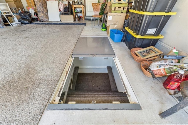 view of entry to storm shelter