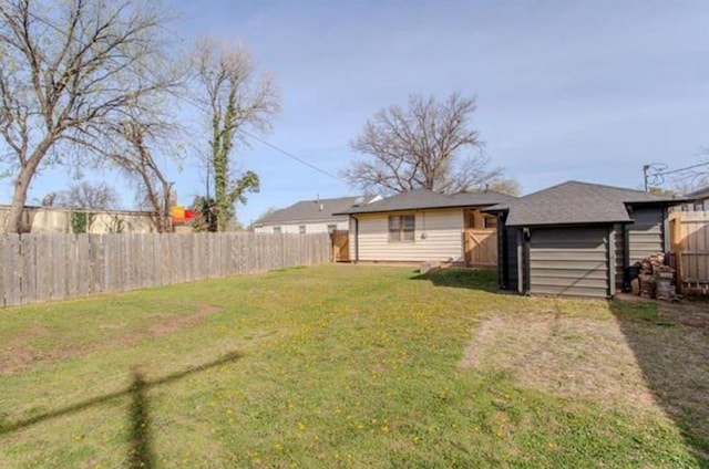 view of yard with a fenced backyard