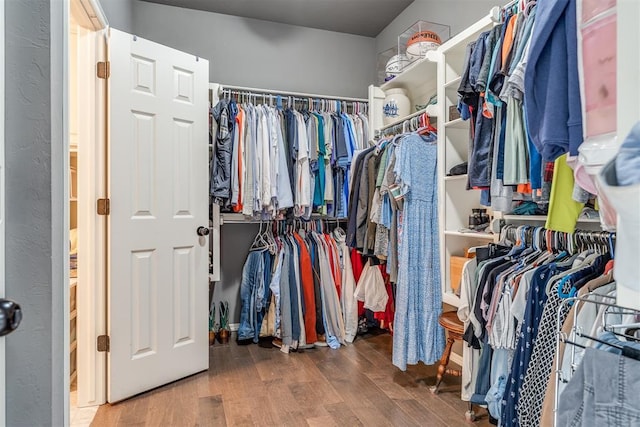 spacious closet featuring wood finished floors