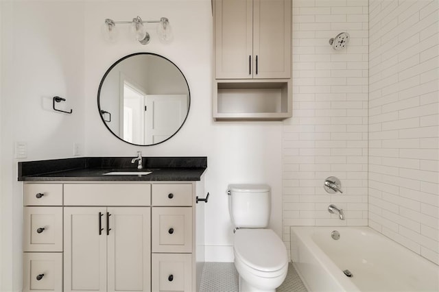 full bath with vanity, bathing tub / shower combination, and toilet