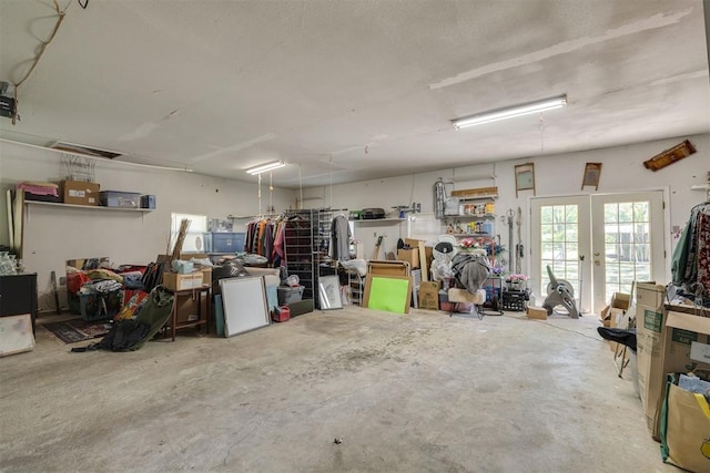 garage featuring french doors
