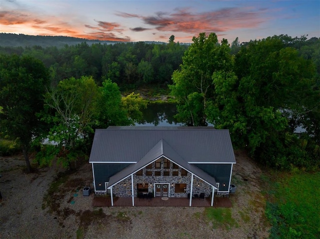 370 Stones River Ln, Broken Bow, OK 74728 - aerial view at dusk of a view of trees