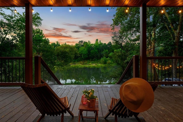 370 Stones River Ln, Broken Bow, OK 74728 - wooden terrace with view of wooded area