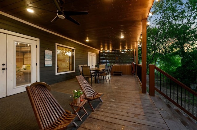 370 Stones River Ln, Broken Bow, OK 74728 - deck featuring outdoor dining space and ceiling fan