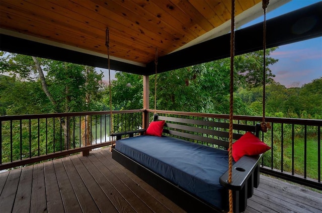 370 Stones River Ln, Broken Bow, OK 74728 - view of deck at dusk