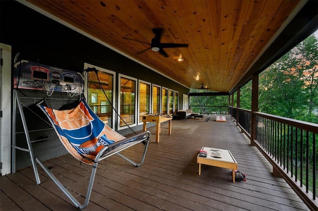370 Stones River Ln, Broken Bow, OK 74728 - wooden terrace with a ceiling fan