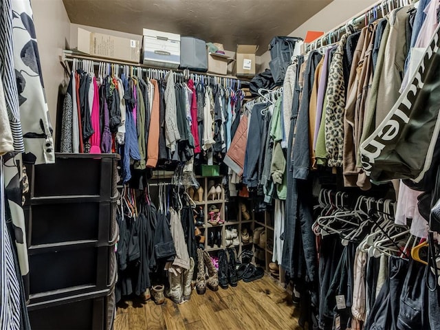 spacious closet with wood finished floors