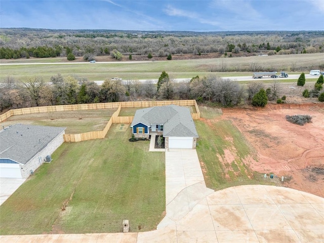 aerial view with a rural view