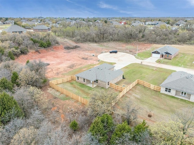 bird's eye view with a rural view and a residential view
