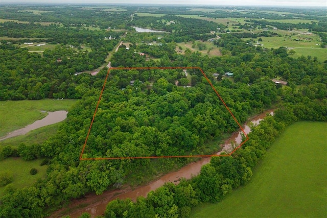 bird's eye view featuring a view of trees