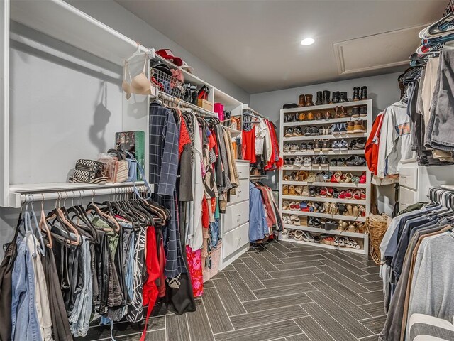 spacious closet with attic access