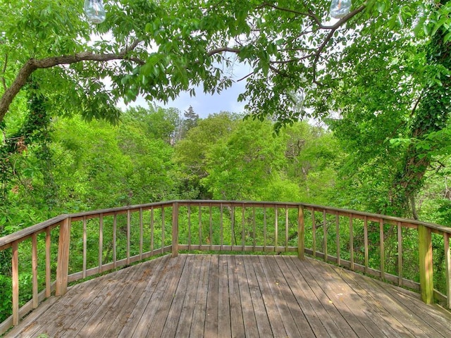 deck with a forest view