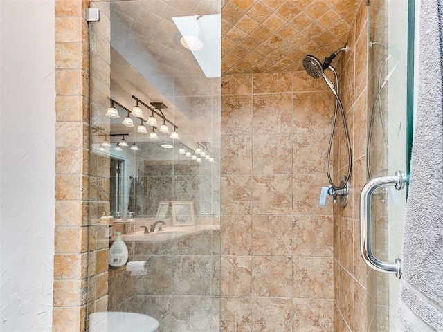 bathroom featuring a stall shower