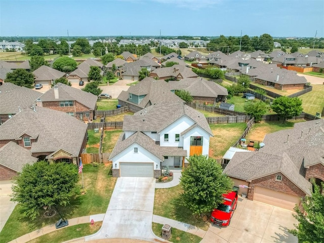 bird's eye view with a residential view