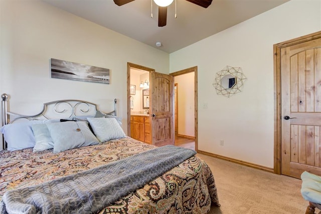 10608 Oaksplinter Ln, Oklahoma City, OK 73173 - bedroom featuring a ceiling fan, baseboards, and light colored carpet