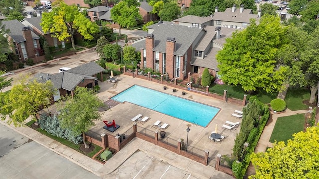 drone / aerial view with a residential view