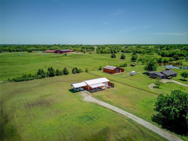 drone / aerial view with a rural view
