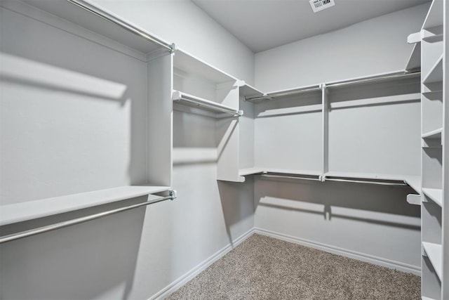 spacious closet featuring visible vents and carpet