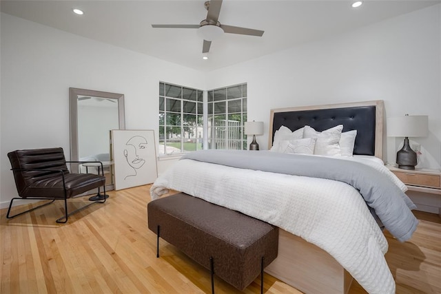1000 NW 37th St Unit 1000 & 1002, Oklahoma City, OK 73118 - bedroom featuring recessed lighting, ceiling fan, and wood finished floors