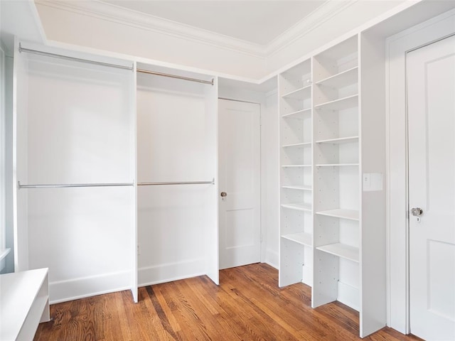 spacious closet with wood finished floors