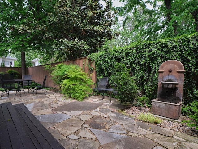 view of patio / terrace with outdoor dining area and a fenced backyard