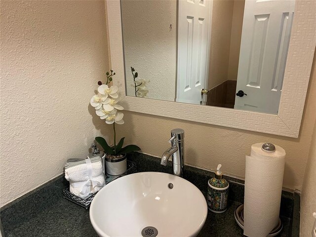 bathroom with a sink and a textured wall