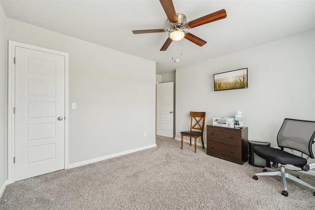 9104 SW 47th St, Oklahoma City, OK 73179 - office space with baseboards, carpet flooring, and ceiling fan