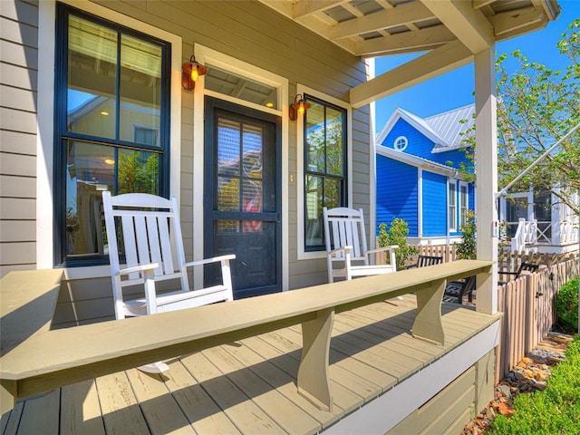 34 Boardwalk Unit B, Carlton Landing, OK 74432 - wooden terrace featuring a porch