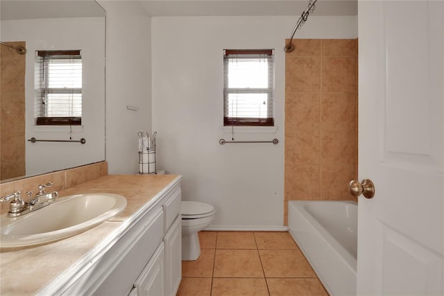 8713 Starling Path, Edmond, OK 73034 - full bathroom with vanity, toilet, tile patterned floors, and plenty of natural light