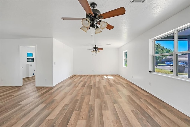 150 Bluestem St, Weatherford, OK 73096 - unfurnished living room with baseboards, ceiling fan, light wood finished floors, and visible vents