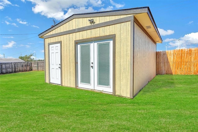 150 Bluestem St, Weatherford, OK 73096 - view of outdoor structure with a fenced backyard and an outdoor structure