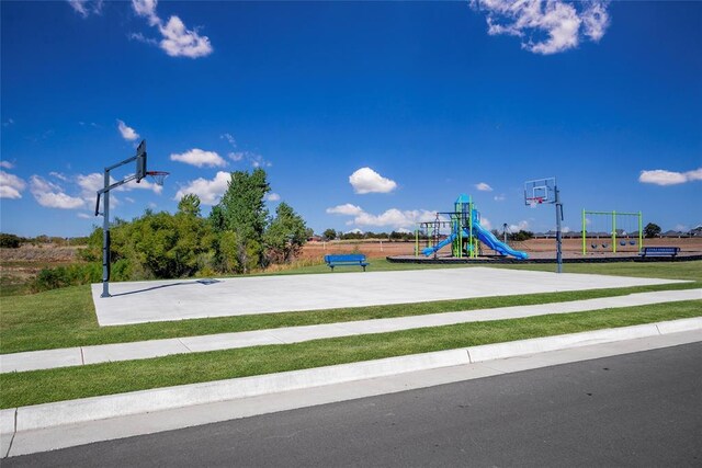 exterior space featuring community basketball court