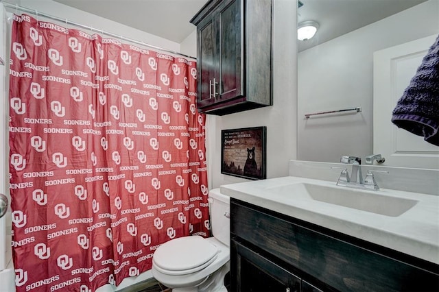 13313 Watson Dr, Piedmont, OK 73078 - full bath featuring toilet, a shower with curtain, and vanity