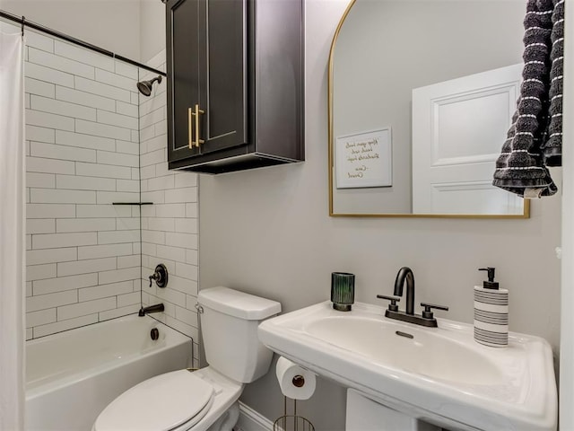 18444 Posse Trl, Norman, OK 73071 - bathroom with a sink, shower / bathtub combination with curtain, and toilet