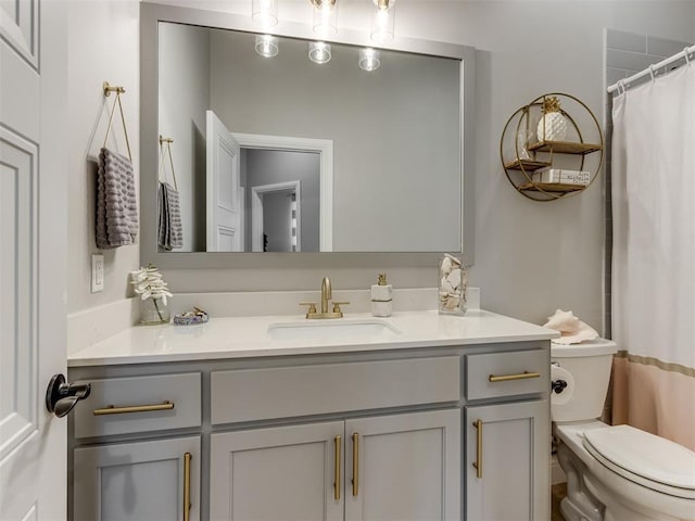 18444 Posse Trl, Norman, OK 73071 - bathroom with toilet, curtained shower, and vanity