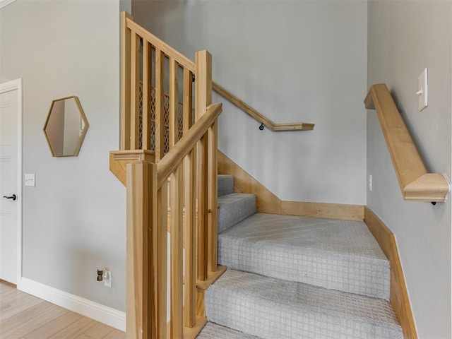 18444 Posse Trl, Norman, OK 73071 - staircase featuring baseboards and wood finished floors