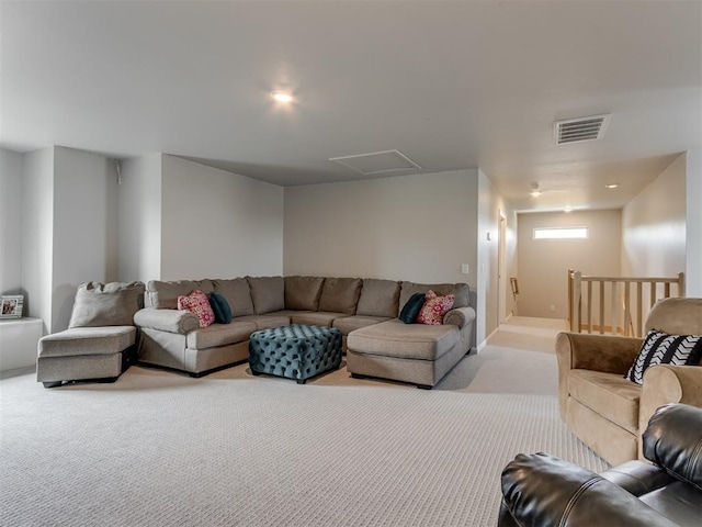 18444 Posse Trl, Norman, OK 73071 - living room with carpet floors and visible vents