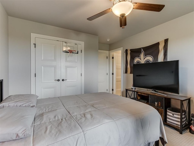 18444 Posse Trl, Norman, OK 73071 - bedroom with a ceiling fan and a closet