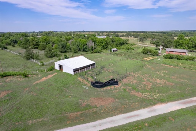 aerial view with a rural view