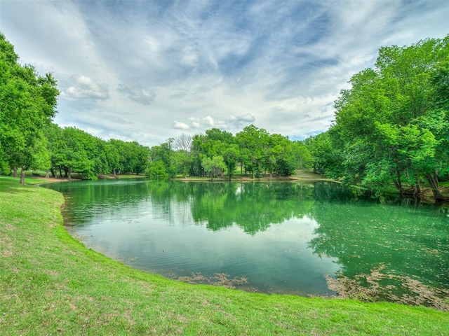 view of water feature featuring a view of trees