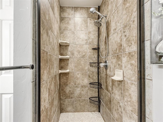 bathroom with a shower stall