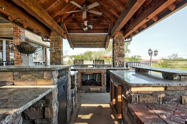 4495 SE 37th St, Norman, OK 73072 - view of patio / terrace with ceiling fan and area for grilling