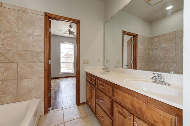 4495 SE 37th St, Norman, OK 73072 - full bath with double vanity and tile patterned flooring