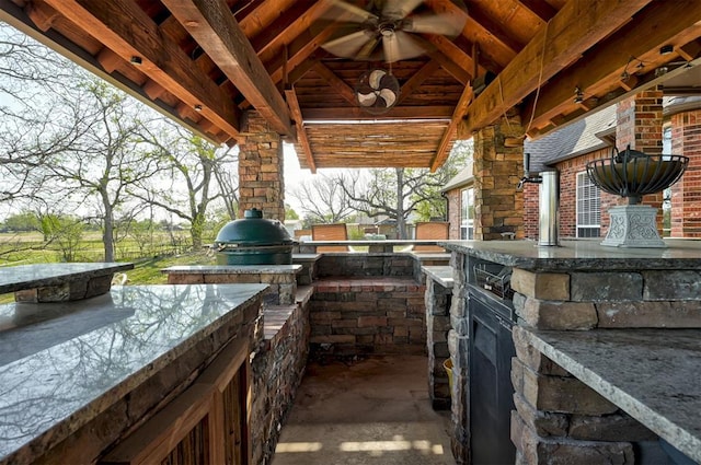 4495 SE 37th St, Norman, OK 73072 - view of patio with exterior kitchen and ceiling fan
