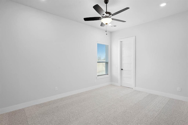 2217 Winter Creek Blvd, Blanchard, OK 73010 - unfurnished room featuring a ceiling fan, baseboards, recessed lighting, and light carpet