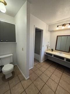 117 Phillips Ln, Clinton, OK 73601 - bathroom featuring tile patterned floors, toilet, baseboards, and vanity