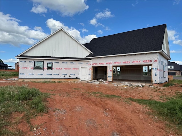 920 Hidden View Acres Dr, Blanchard, OK 73010 - view of front of house with an attached garage, roof with shingles, and dirt driveway