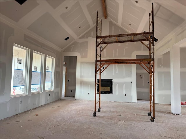 920 Hidden View Acres Dr, Blanchard, OK 73010 - unfurnished living room featuring lofted ceiling