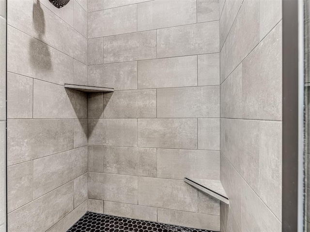 interior details featuring a tile shower