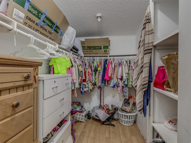 walk in closet featuring wood finished floors